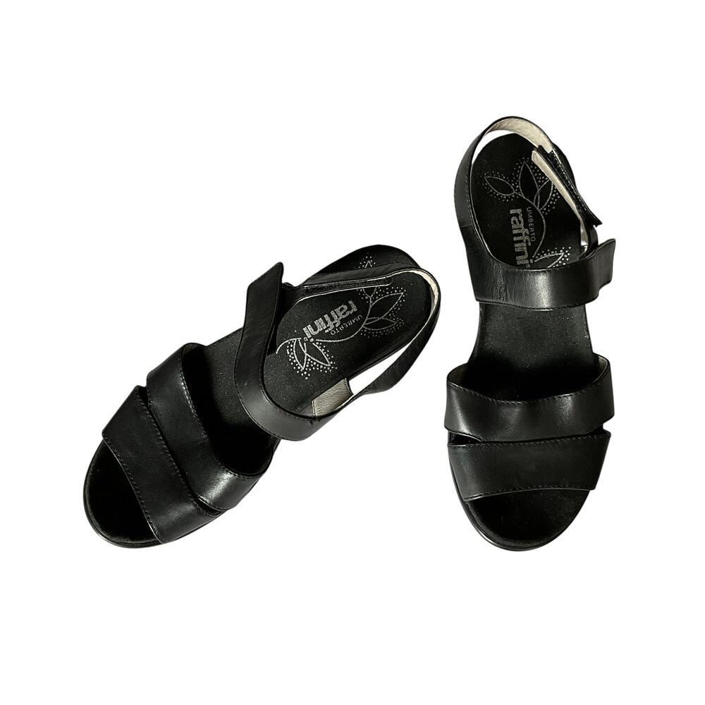 Umberto Raffini Black Strapped Heel Sandals: Y2K, Modern